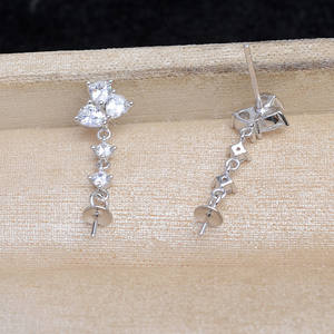 Aretes Cuadrados de Plata 925 con Circonita Completa, Accesorios para DIY, Cuentas Cuadradas de Azúcar Semiterminadas de 3mm 5925, 12-14 - Product Image 5