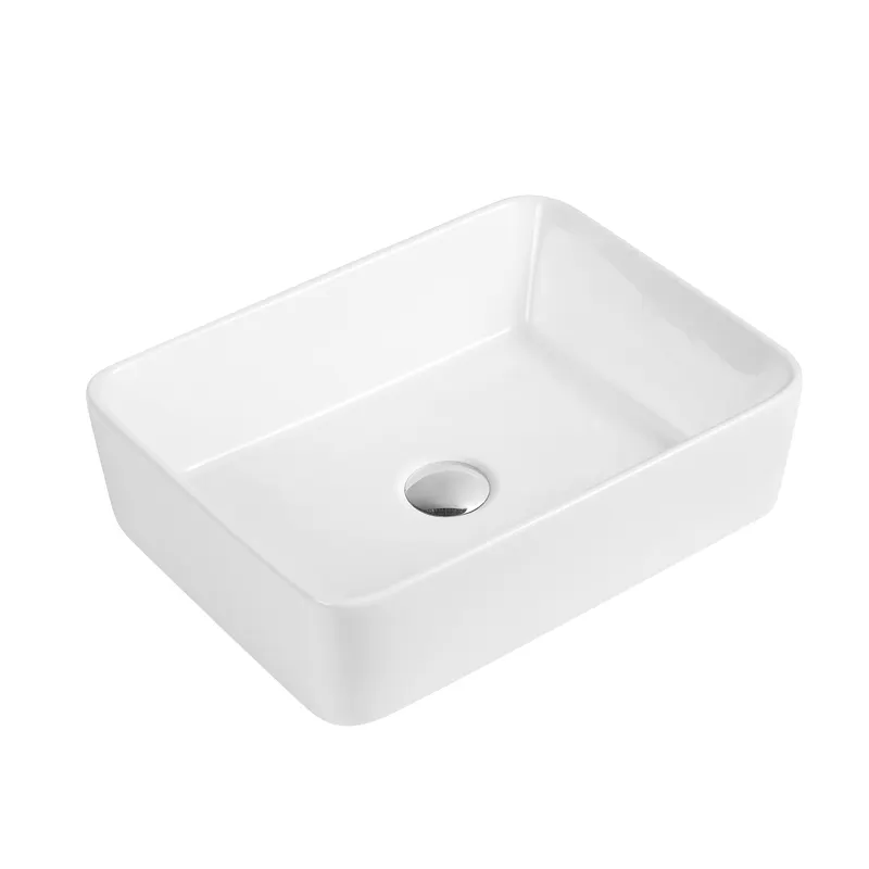 ESERO Chaozhou Factory White Ceramic Rectangle Sink Table Top Without Faucet Wash Basin