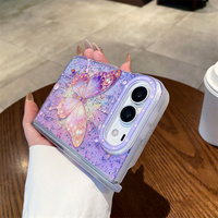 Coque de téléphone pliable papillon scintillant pour 18 Fold, en PC rigide transparent avec protection de charnière, cadre d'appareil photo coloré, coque de téléphone portable