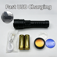 Linterna LED con Zoom e Indicador de Batería, Recargable por USB, Linterna Táctica Impermeable para Camping y Senderismo