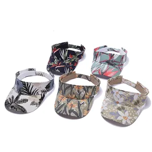 Women Summer Empty Top Printed Sport Visor Caps Outdoor Sun Hat Cheap Wholesale Sunvisor Hat