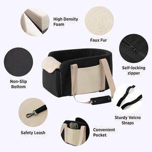 Juego de coche <span class=keywords><strong>para</strong></span> mascotas, soporte de viaje, cama elevadora, impermeable, pequeño, asiento <span class=keywords><strong>compartido</strong></span> <span class=keywords><strong>para</strong></span> mascotas, consola central con cinturón de seguridad - Product Image 4