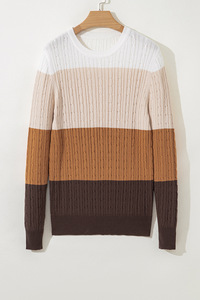 Maglione Pullover Vintage a Righe da Donna Autunno/Inverno Stile Preppy con Collo a Risvolto Maglia Larga Lunga con Contrasto di Colore Logo Frontale OEM - Product Image 4