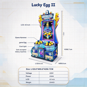 Machine de jeu d'arcade à deux joueurs pour briser des œufs, avec système de rédemption de tickets, à monnayeur, avec marteau de frappe, en cabinet métallique, pour parc familial - Product Image 2