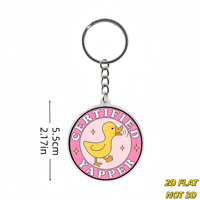 Portachiavi Certificato Yapper Duck, Paperella Gialla che Cacca su Cerchio Rosa, Divertente Accessorio per Amanti delle Chiacchiere, per Borse, Chiavi, Zaini