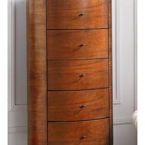 Cofre de cinco cajones de 1 pieza con acabado de nogal DB con rodamiento de bolas superior de mármol, muebles de dormitorio para sala de estar - Product Image 3