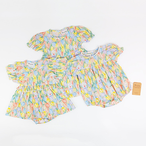 Conjunto de 3 Piezas de Verano <span class=keywords><strong>para</strong></span> Bebé Unisex Pinuotu, Mono de Algodón con Volantes, Estilo Dulce Princesa, Body Personalizado con Gráficos <span class=keywords><strong>para</strong></span> Recién Nacido - Product Image 1