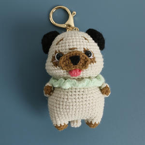 Porte-clés en crochet doux fait à la main, chien corgi, pékinois, poupée animale, forme 3D, porte-clés de dessin animé, charme amusant, chiot - Product Image 1