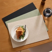 Set de table rectangulaire japonais imperméable et résistant à la chaleur en PU tressé, idéal pour restaurant, anti-taches d'huile