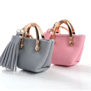 निर्माता अनुकूलित नया फैशन प्यारा मिनी बैग कुंजी श्रृंखला पु चमड़ा लटकन बैग लटकन छोटा सिक्का पर्स कुंजी अंगूठी