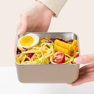 <b>Lunch</b> <b>Box</b> 304 Stainless Steel Rectangle Microwavable Stackable Food Grade Material For Students Office Workers - Product Image 2