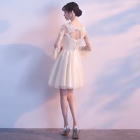 Nouvelle robe de soirée en dentelle à col rond et manches trois-quarts, courte et simple, personnalisable