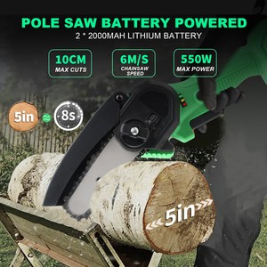Scie à perche et mini-tronçonneuse industrielle sans fil 20V 4 pouces, longue portée, qualité DIY pour la coupe du bois, entrepôt local US, CS-100SET - Product Image 3