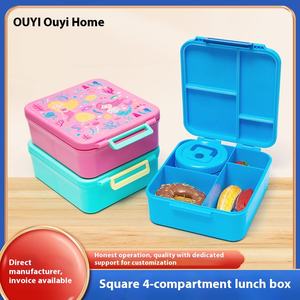 R2507-569 Stock Children's 4-Compartment Bento <strong>Lunch</strong> <strong>Box</strong> Food Grade Silicone Fresh-Keeping Soup Cup &amp; <strong>Box</strong> for Students - Product Image 5