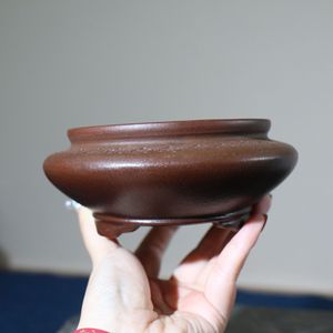 Handmade Purple <b>Clay</b> Bonsai <b>Pot</b> Miniature Desktop Chinese Style Tapered Rim - Product Image 2