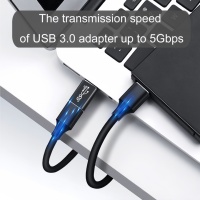 Adaptateur USB 3.0 Premium en Alliage d'Aluminium avec Sortie CC, Plug-and-Play, Extension USB Mâle-Femelle pour Ordinateurs de Bureau et Téléphones Mobiles, Garantie 1 An