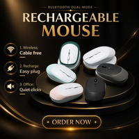 Souris optique mini rechargeable à rétroéclairage LED, double mode, 1600 DPI, 7 boutons, design ambidextre pour ordinateur portable/bureau