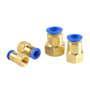 Raccord pneumatique droit à filetage interne Zonye PcF en laiton avec capuchon bleu pour tuyau d'air - Product Image 5