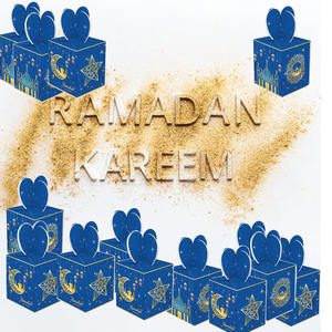 7955 petites boîtes de cadeaux en carton bleu marine durables personnalisées pour le Ramadan Kareem faciles à assembler coffrets cadeaux du Ramadan - Product Image 5