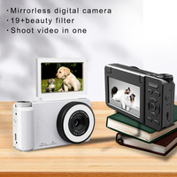 A67B Dijital Fotoğraf Makinesi 18X Zoom Güzellik Dolgu Işığı 180 °   Ekranı Çevirme Özelliği 4K Video Kaydı 64MP Fotoğraf Çekimi 2000mAh OTG Web Kamerası Çocuklar için PC Kamerası