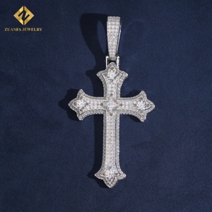 Iced Out Diamond GRA Certificate Custom <b>Charms</b> Hip Hop Jewelry Pendant 925 Silver VVS Moissanite <b>Cross</b> Pendant - Product Image 3