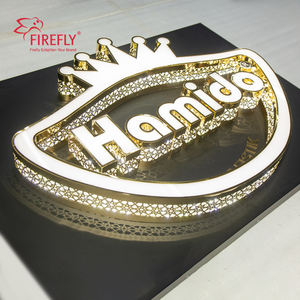 علامة مخصصة فاخرة ذهبية ثلاثية الأبعاد بإضاءة خلفية شعار ، لافتة خارجية ، مرآة متجر لافتات خارجية - Product Image 3