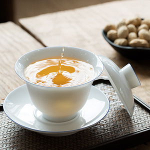 <span class=keywords><strong>Dulce</strong></span> porcelana blanca cubierta de la taza de té único no-escaldadura gaiwan huevo-shell kung fu té cuenco de té de cerámica customizationLOGO - Product Image 2