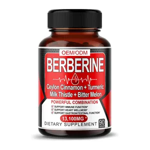 Capsules de Berbérine à la Cannelle de Ceylan Curcuma Chardon-Marie Melon Amer Puissance maximale Glucose pour le soutien immunitaire du cœur