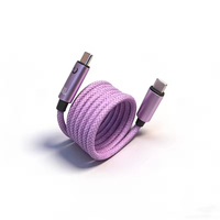 Câble de charge rapide magnétique auto-enroulable 240W PD USB-C vers USB-C en nylon tressé pour téléphone portable/tablette, 1m, 1,5m, 2m