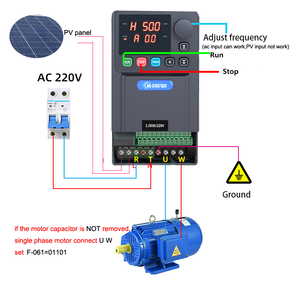Bomba de Pozo Profundo Monofásica de 220V, Bomba Solar con Inversor de 2.2KW 3HP con Control MPPT, Salida de 0-500Hz, Refrigeración por Aire Forzado - Product Image 4