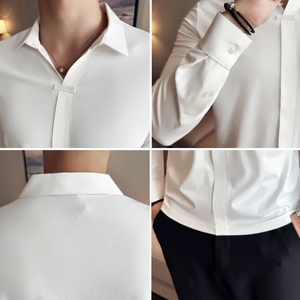 Chemise décontractée d'automne à manches longues anti-bouloches pour hommes, polo classique pour les hauts formels - Product Image 5