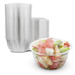 Caja de Plástico PET para Envasado de Frutas, Contenedor Transparente de Grado Alimenticio, Caja Redonda para Envasado de Ensaladas con Tapa Abatible - Product Image 2