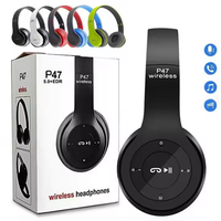 Headphone nirkabel P47 BT 5.2, headphone Audifonos dapat dilipat Bass Stereo earphone olahraga Headset hadiah anak perempuan dengan Mic P47