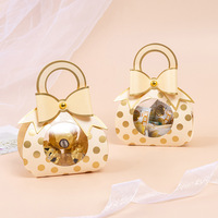 Bonbons à pois avec boîte à bonbons de mariage à la main mignon arc emballage cadeau boîte de papier bébé douche sucette boîte de chocolat
