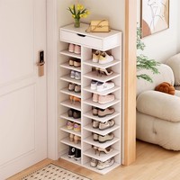 Moderno Gabinete Flotante de Madera para Zapatos con Puertas, Protección Antipolvo, Diseño Modular, 6 Estantes, Capacidad para 20-23 Pares, para Sala de Estar