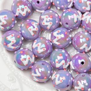 Cuentas de Plástico de 16 mm, Novedad de Verano, Letras de Flores Pintadas a Mano, Material para Pulseras DIY, Colgante para Coche, Acrílico Pequeño y Fresco - Product Image 5