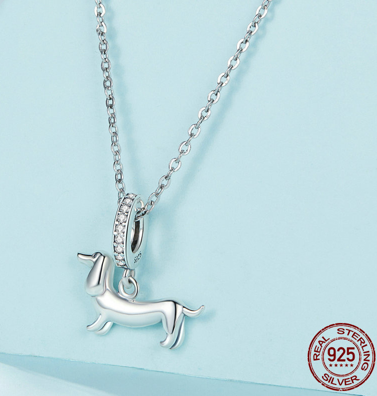 Ciondolo in argento a forma di cane, unisex, in