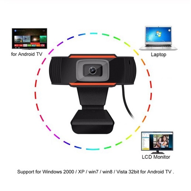 USB Video Conference Webcam with Microphone Rotatable CMOS Imaging Sensor for Live Video Recording and Work