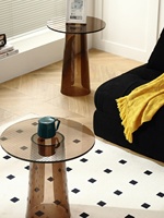 Vente directe d'usine - Table basse ronde en acrylique gris cristal Plexiglas Lucite pour salon et chambre à coucher
