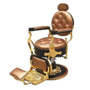 Cadeira do barbeiro do vintage do estilo velho dourado e preto para barbershop