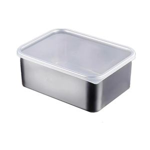 Food Storage Container Stainless Steel Rectangle <b>Clip</b>-on Lid Camping Outdoor Use - Product Image 1