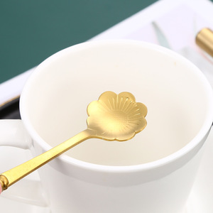Cuchara de café con mango de cerámica, cuchara larga de acero inoxidable para mezclar, diseño bonito con patrón de flores para postre, té y café - Product Image 2
