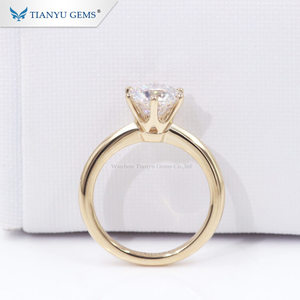 Tianyu Gems <span class=keywords><strong>Moissanite</strong></span> Trouwring Aangepaste Naam Sieraden Fabrikant 14K 18K Verloving Gouden Ringen Met 2 3 Karaat Vvvs Mossanite - Product Image 1