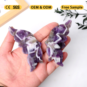 Ailes de papillon en cristal d'améthyste naturelle de haute qualité, sculptées en agate florale, pour la décoration - Product Image 4