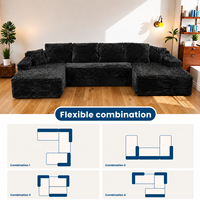 Ensemble de canapés modulaires modernes compressés, surdimensionnés, avec deux longues chaises longues en velours côtelé, personnalisables, sans structure, emballage en boîte