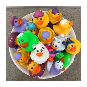 Assorted Printed Small Rubber Duck 2 Inch Bulk <b>Weighted</b> Floating Race Luminous Bath Toys for Babies Kids Promotional Bath Toys - Product Image 1