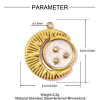 Nouveauté 2026 : Pendentif DIY personnalisé en acier inoxydable plaqué or 18K PVD, motifs fleurs, perles, étoiles, lunes, soleils, pour la création de bijoux et cadeaux