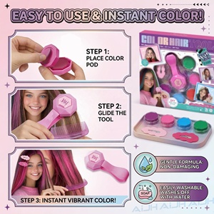 ชุดทำสีผมชั่วคราว AiJH DIY สำหรับเด็ก ชุดชอล์คสีผมแบบล้างออกได้ พร้อมสีสันสดใส 5 สี อุปกรณ์ทาสีผม กิ๊บติดผม ของเล่น - Product Image 4