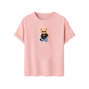 T-shirt de pyjama pour femme 100 % coton, coupe longue, ourlet légèrement allongé, idéal pour les grandes tailles, imprimé par transfert thermique, pour la détente - Product Image 1