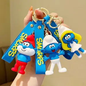 Wholesale Cheap Anime Cartoon Blue SmurfsElf Role 3D Keychains Teen Gift Backpack Ornament Doll Pendant Keychain